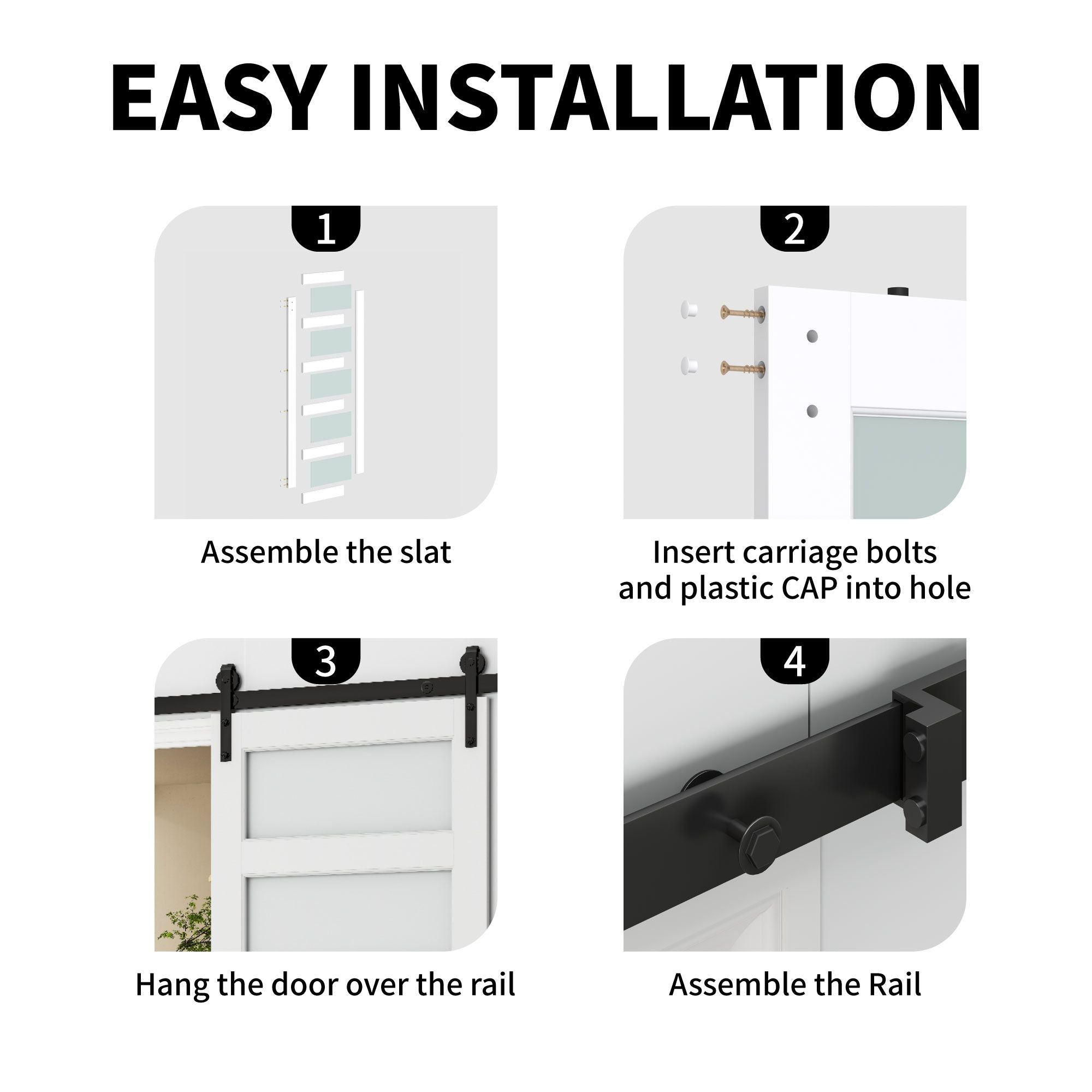 5-Panel Frosted Glass Sliding Barn Door with Hardware Kit