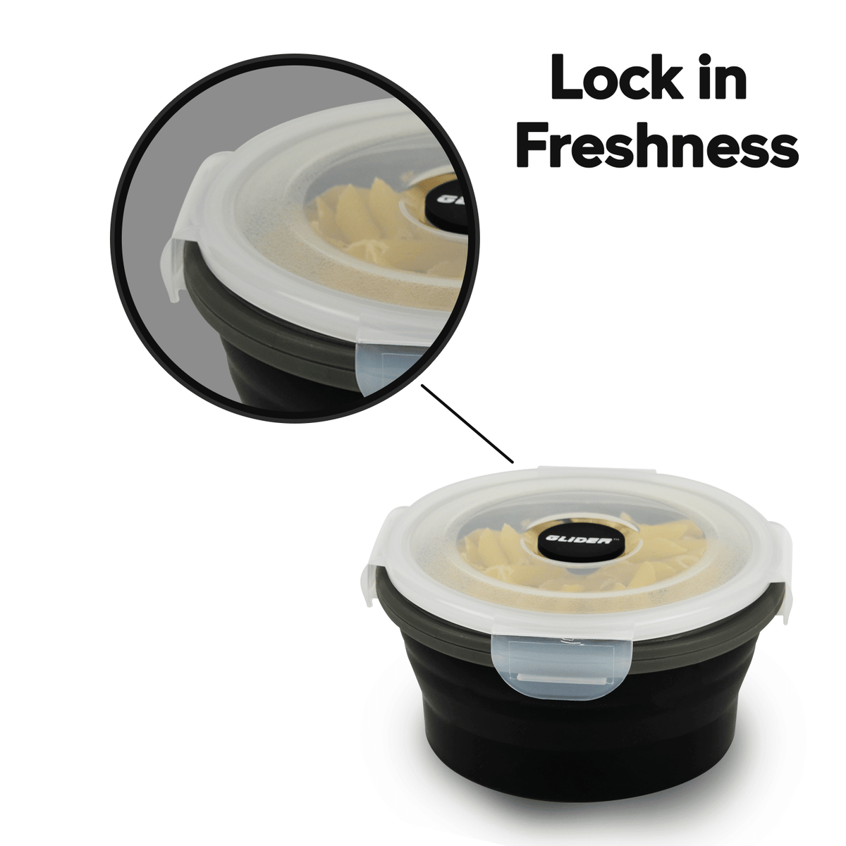 GLIDER Black Collapsible Bento Container Set