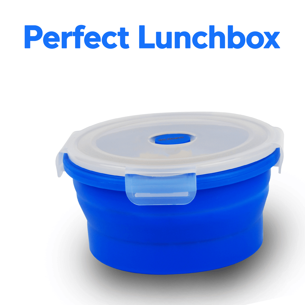 GLIDER Blue Bento Premium Lunch Box & Food Storage Containers – Collapsible, Leak-Proof Silicone Set