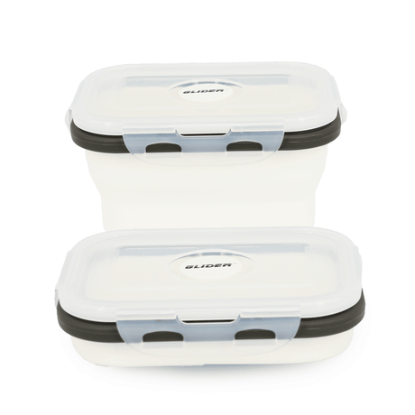 White Collapsible Bento Lunch Box Set with Leak-Proof Silicone Containers