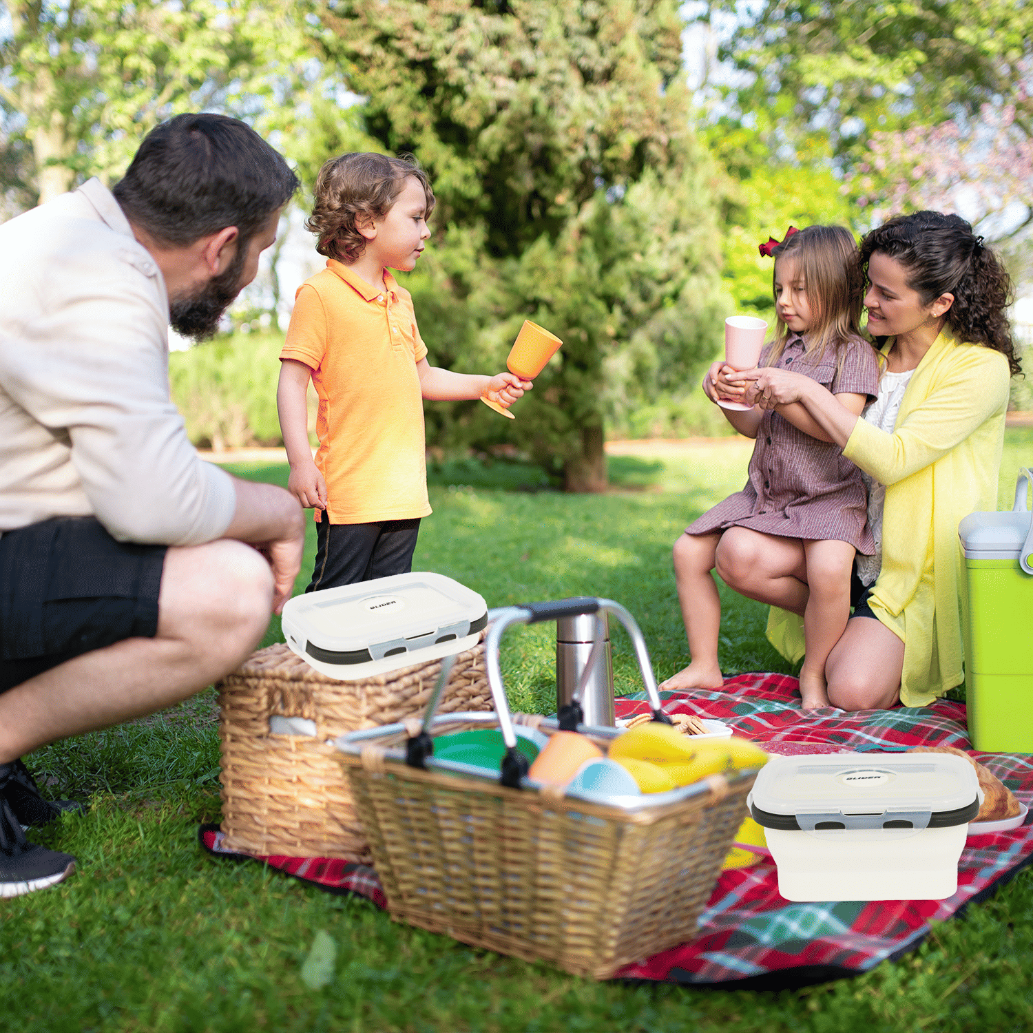 Glider Collapsible Bento Box Set - Leak-Proof Silicone Lunch Containers