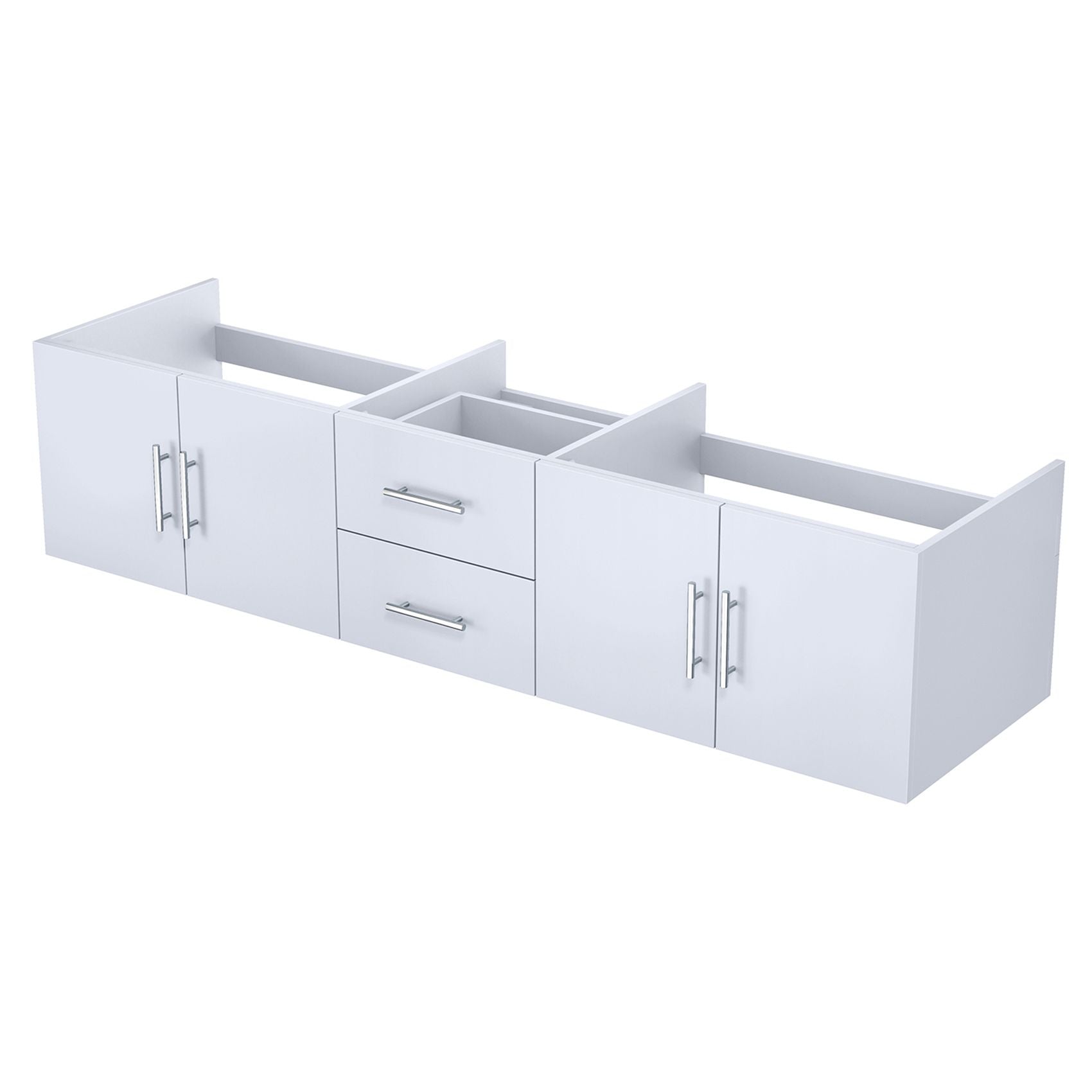 Glossy White Double Bath Vanity with Soft-Close Storage