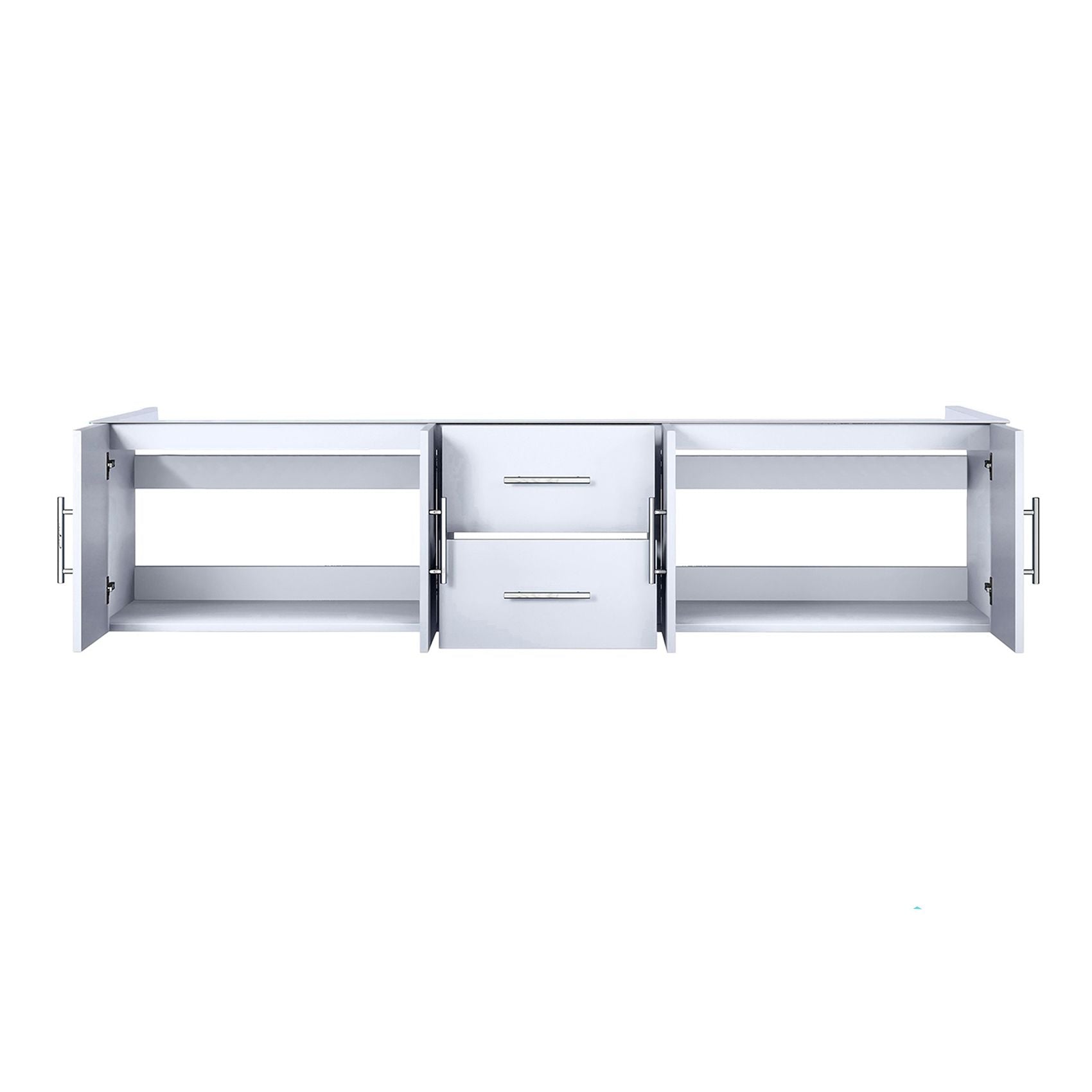 Glossy White Double Bath Vanity with Soft-Close Storage