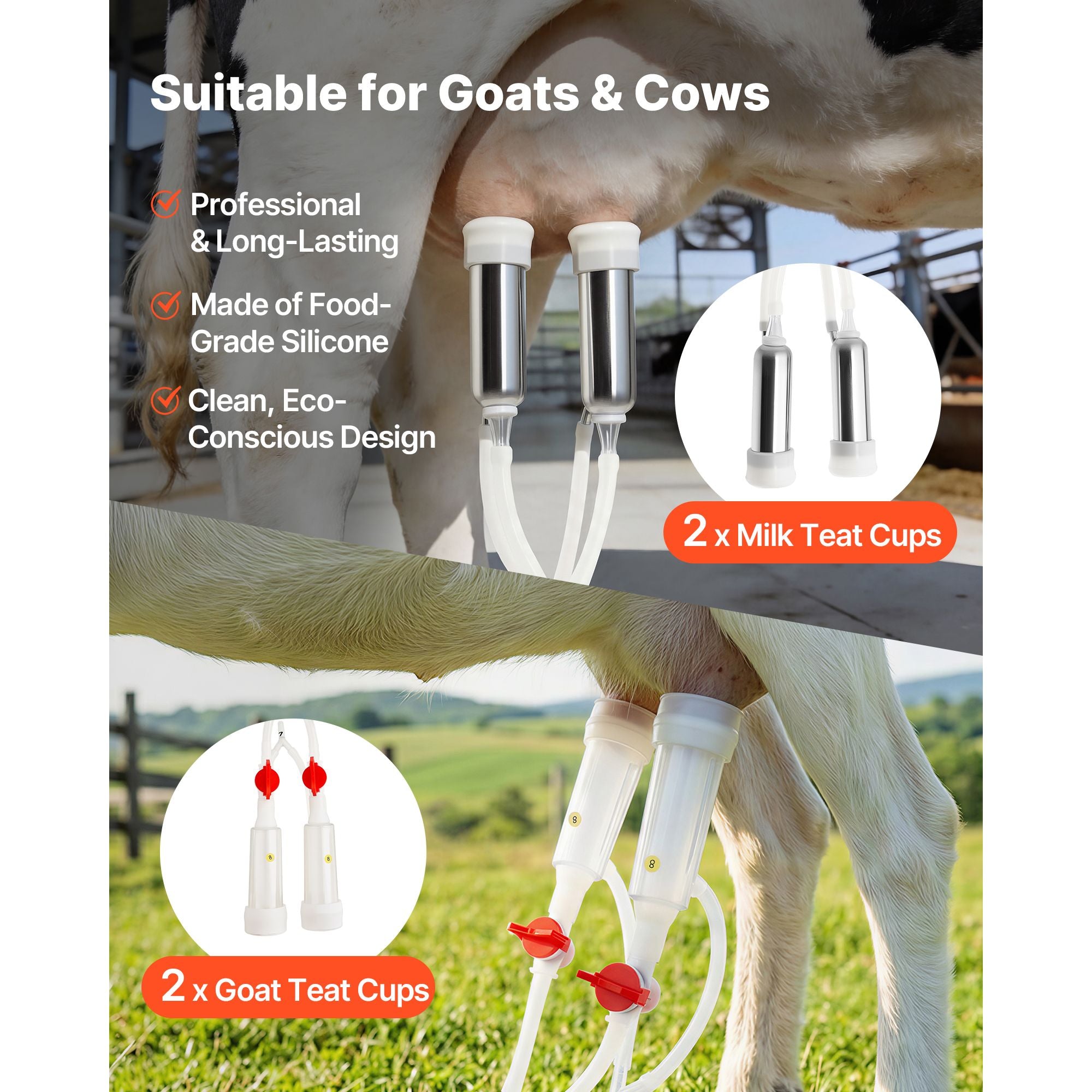 Cordless Goat Milking Machine with 8000mAh Battery and Bionic Pulsation