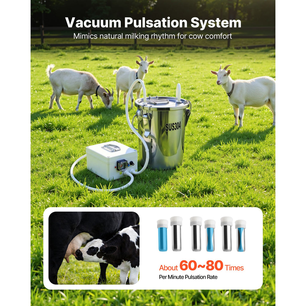 Cordless Goat Milking Machine with 8000mAh Battery and Bionic Pulsation