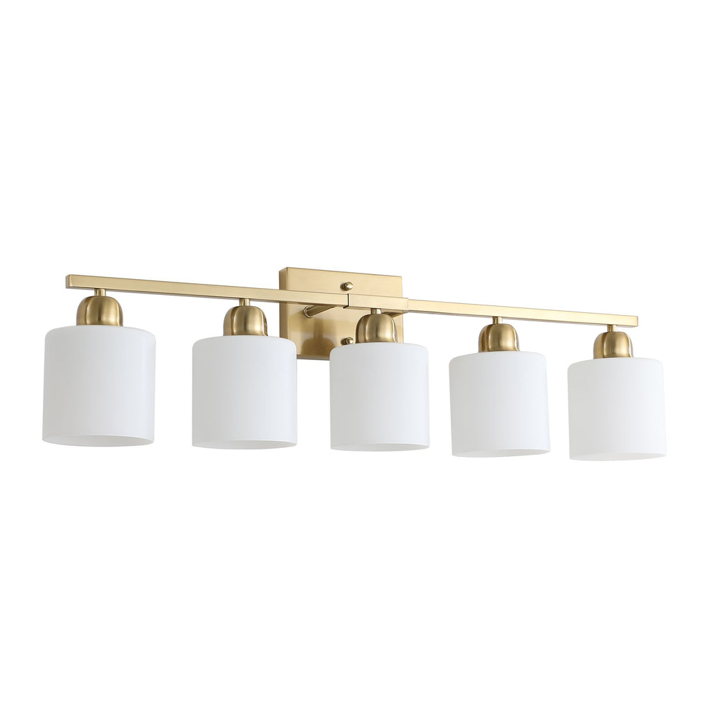 Modern Gold Vanity Light with Frosted White Shades