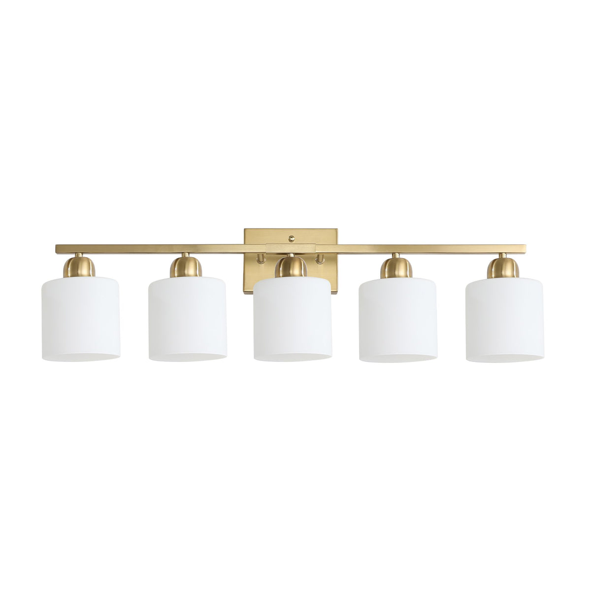 Modern Gold Vanity Light with Frosted White Shades