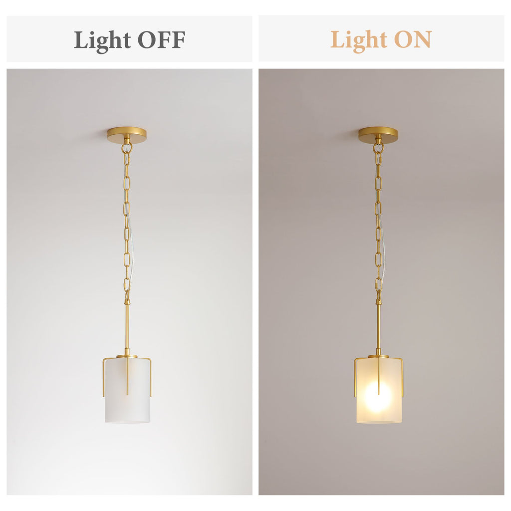 Dual-State Gold Pendant Light | Sleek Decor to Warm Glow
