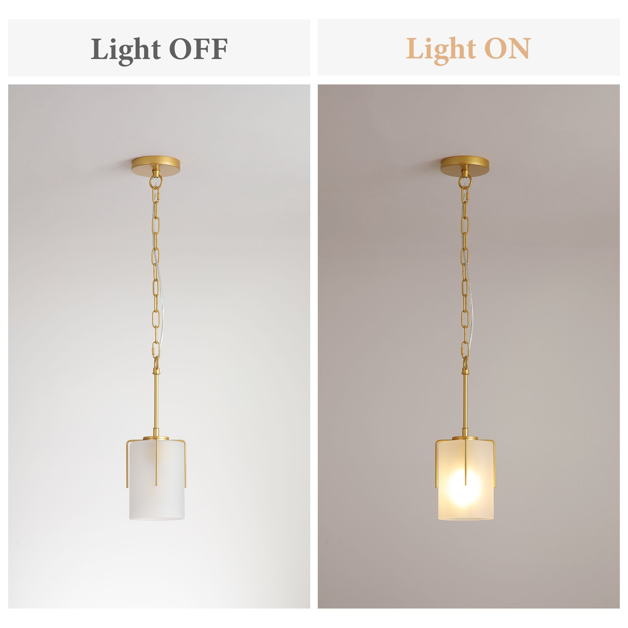 Dual-State Gold Pendant Light | Sleek Decor to Warm Glow