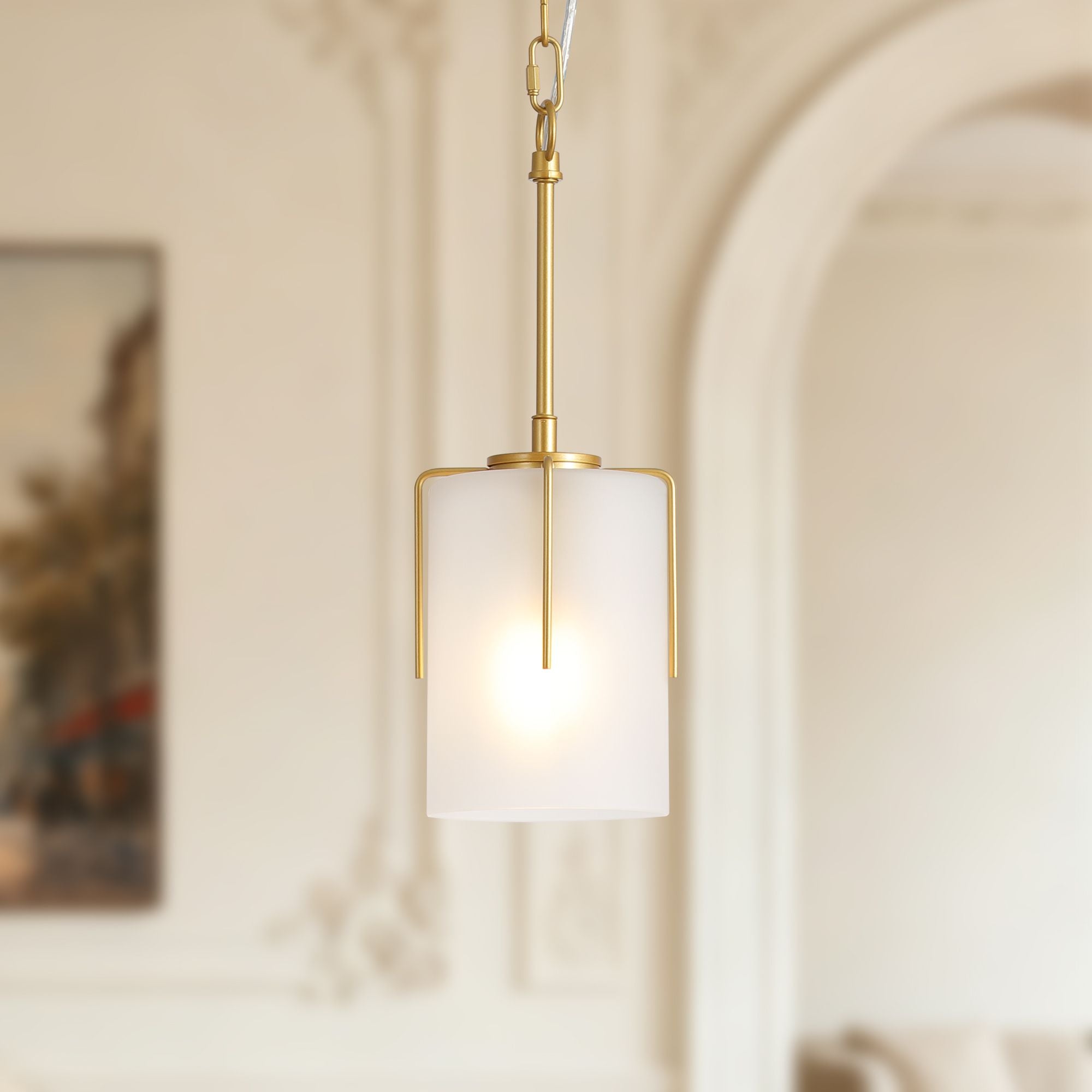 Dual-State Gold Pendant Light | Sleek Decor to Warm Glow