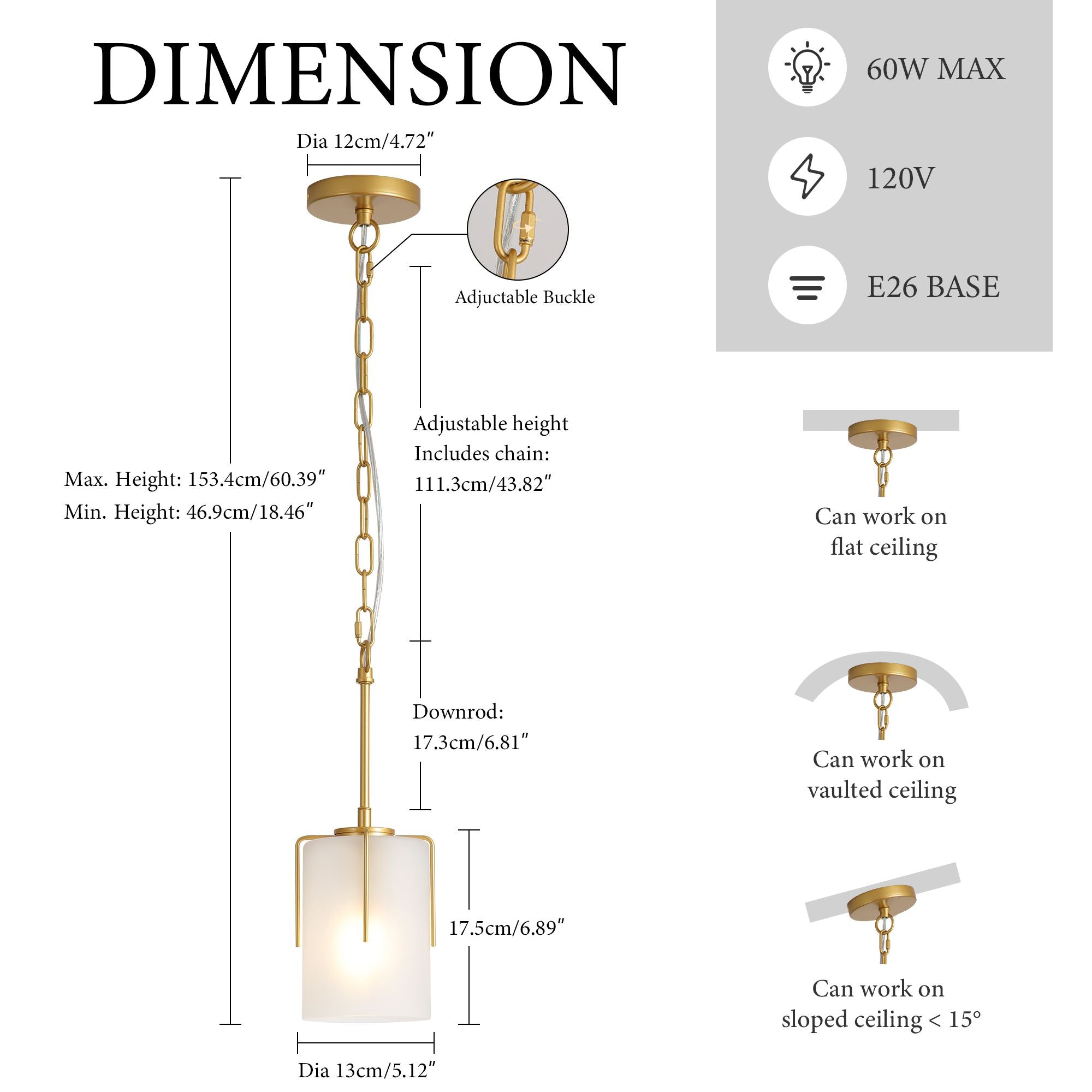 Dual-State Gold Pendant Light | Sleek Decor to Warm Glow