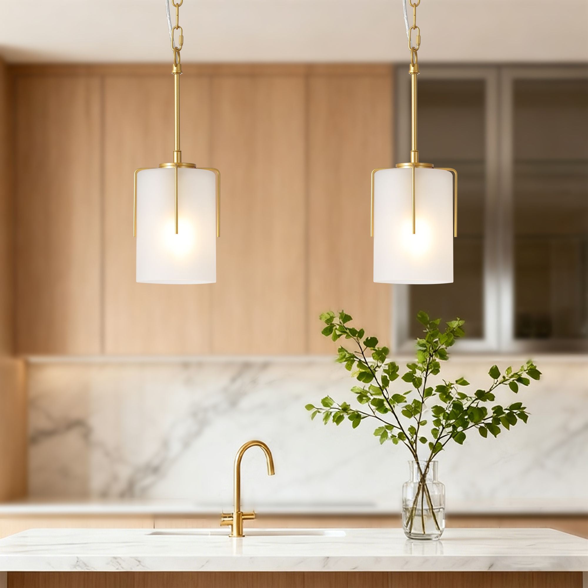 Dual-State Gold Pendant Light | Sleek Decor to Warm Glow