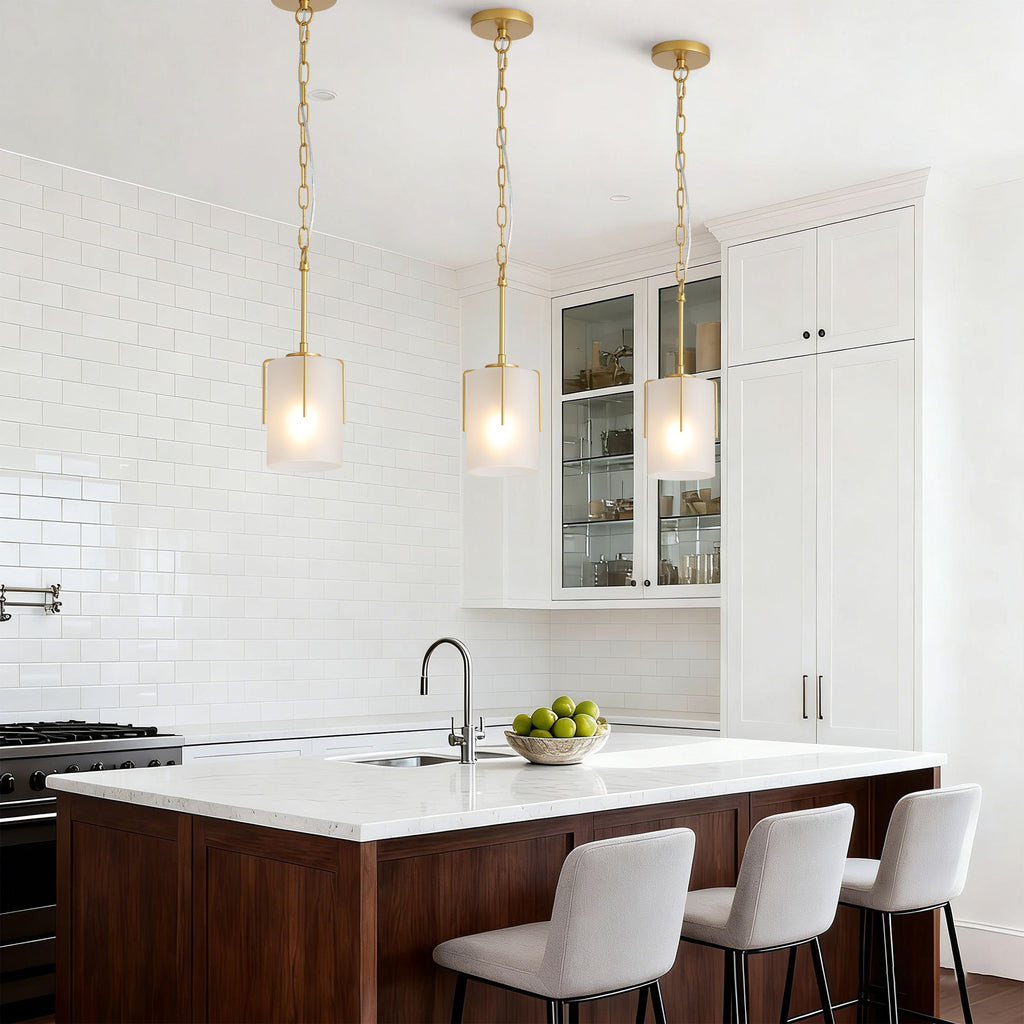 Dual-State Gold Pendant Light | Sleek Decor to Warm Glow