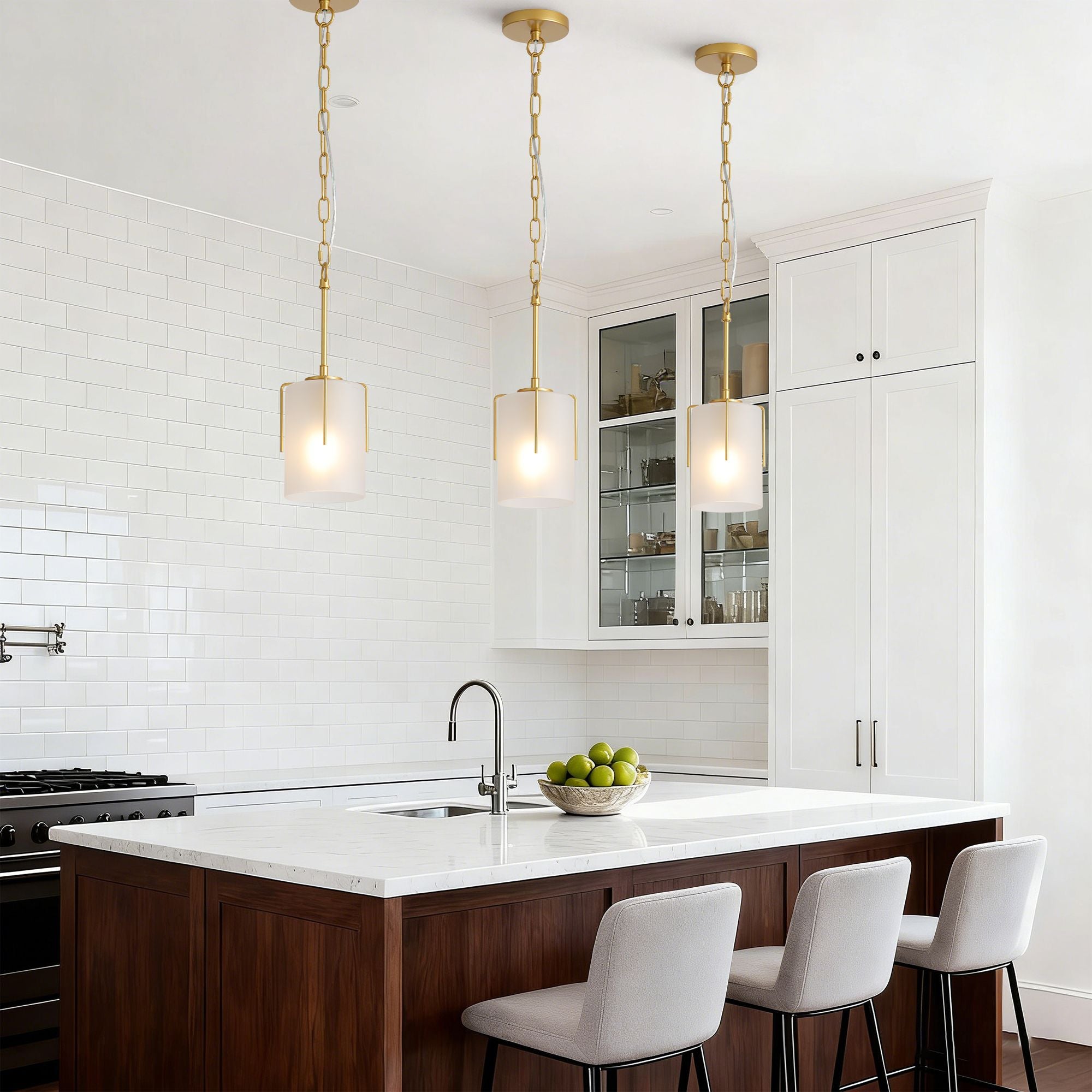 Dual-State Gold Pendant Light | Sleek Decor to Warm Glow