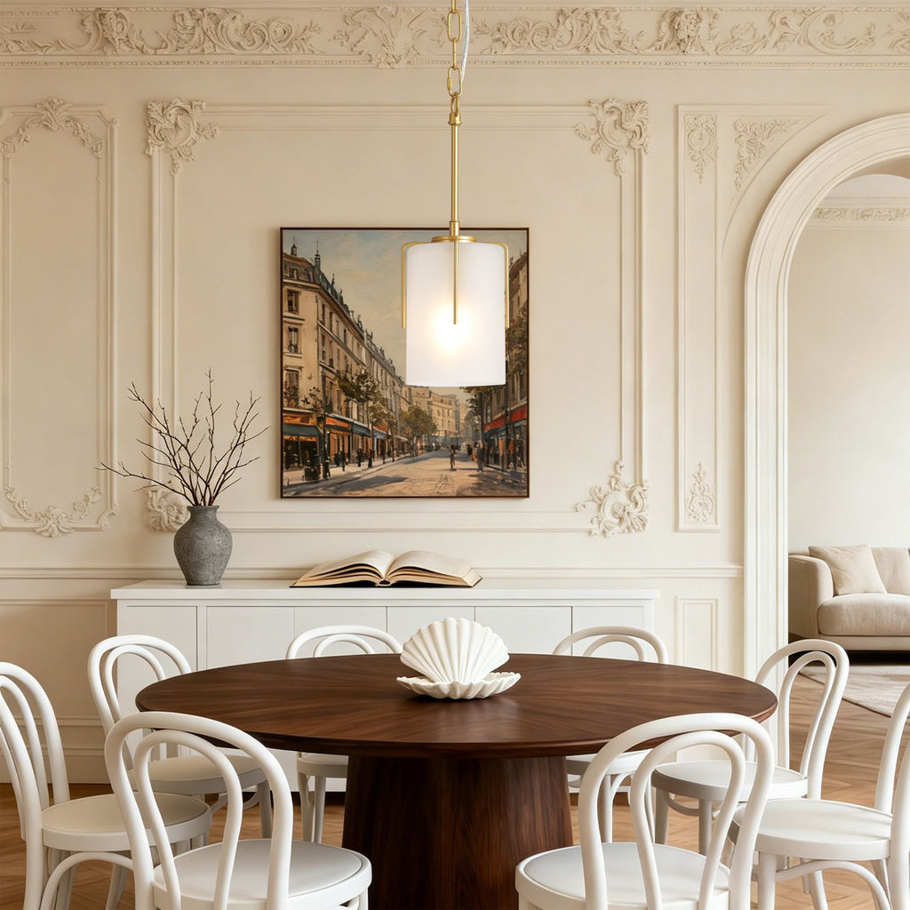 Dual-State Gold Pendant Light | Sleek Decor to Warm Glow