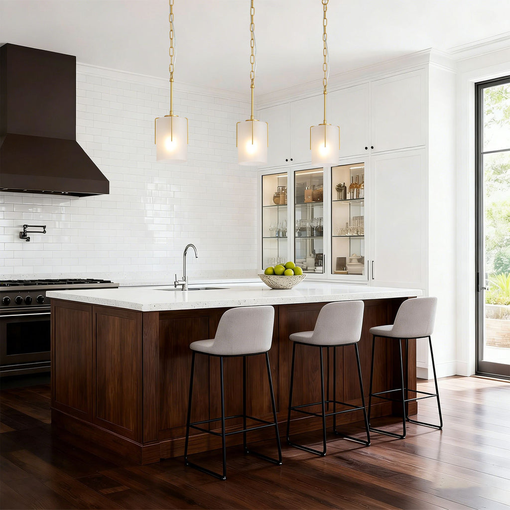 Dual-State Gold Pendant Light | Sleek Decor to Warm Glow