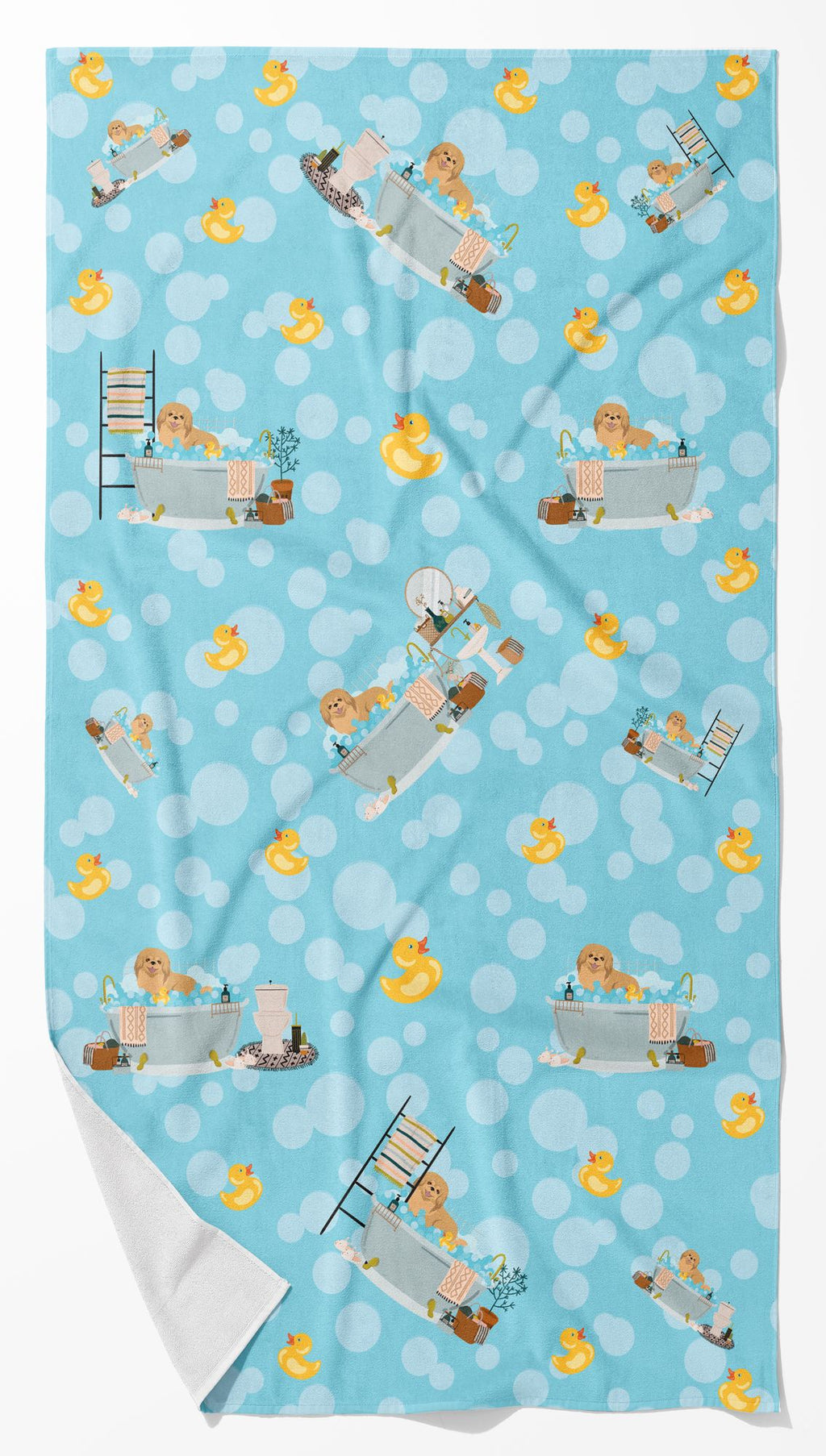 Gold Pekingese Full-Color Bath Towel