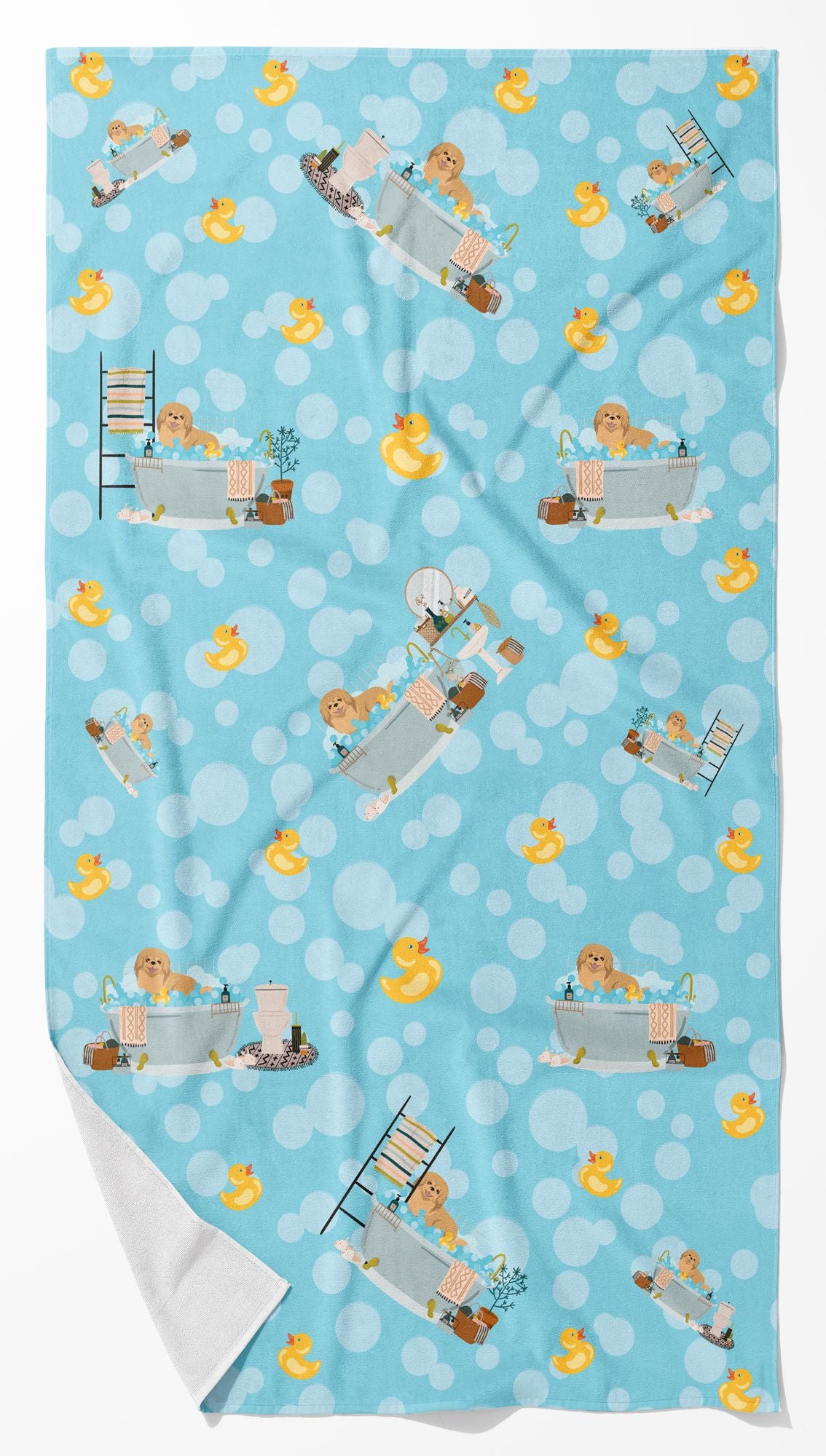 Gold Pekingese Full-Color Bath Towel
