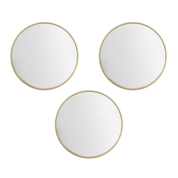 Gold Round Small Decorative Wall Mirror Set of 3