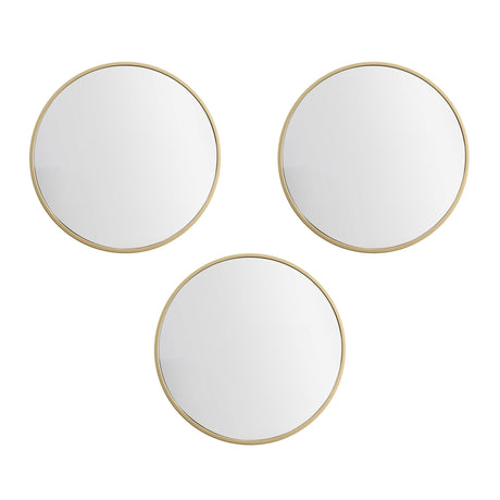 Gold Round Small Decorative Wall Mirror Set of 3