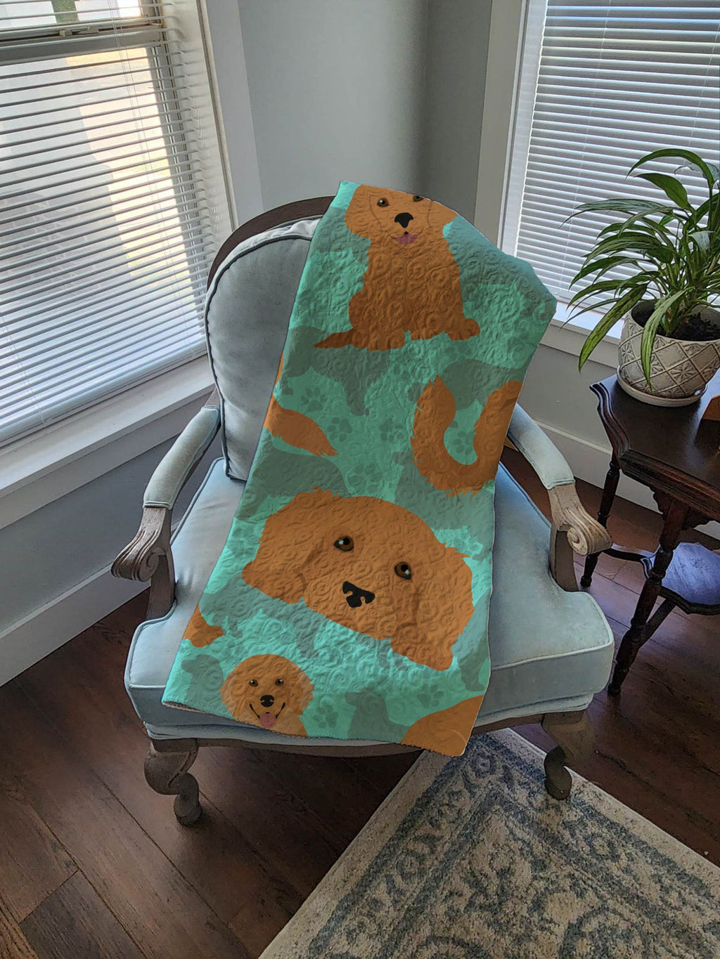 Golden Retriever Artwork Quilted Throw