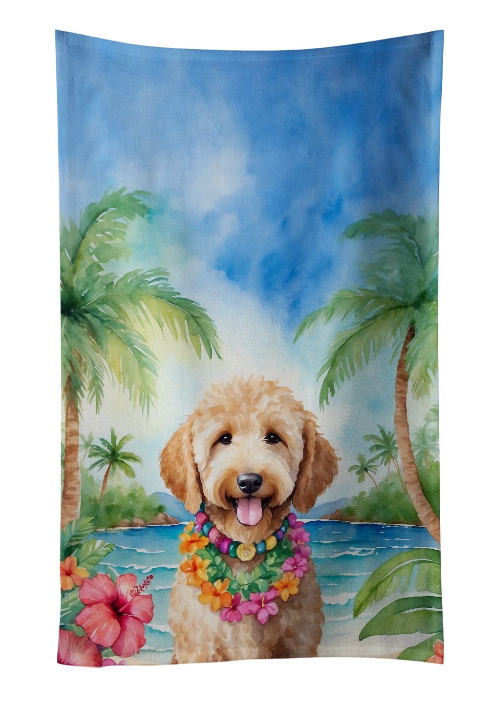 Goldendoodle Luau Decorative Kitchen Towel