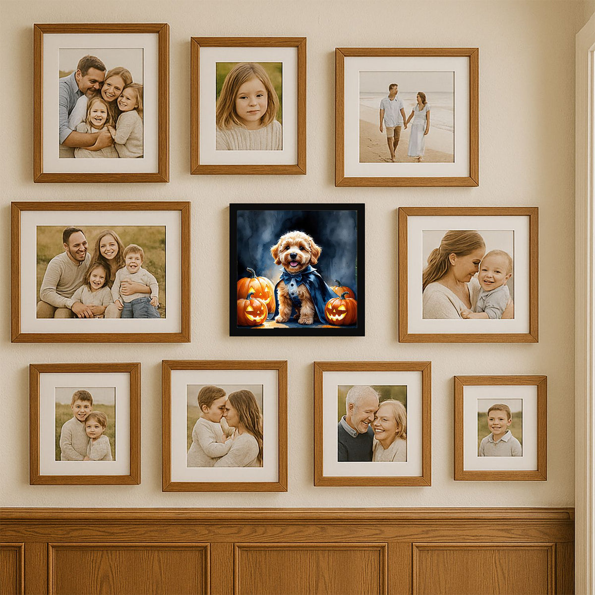 Goldendoodle Puppy Halloween Framed Wall Art