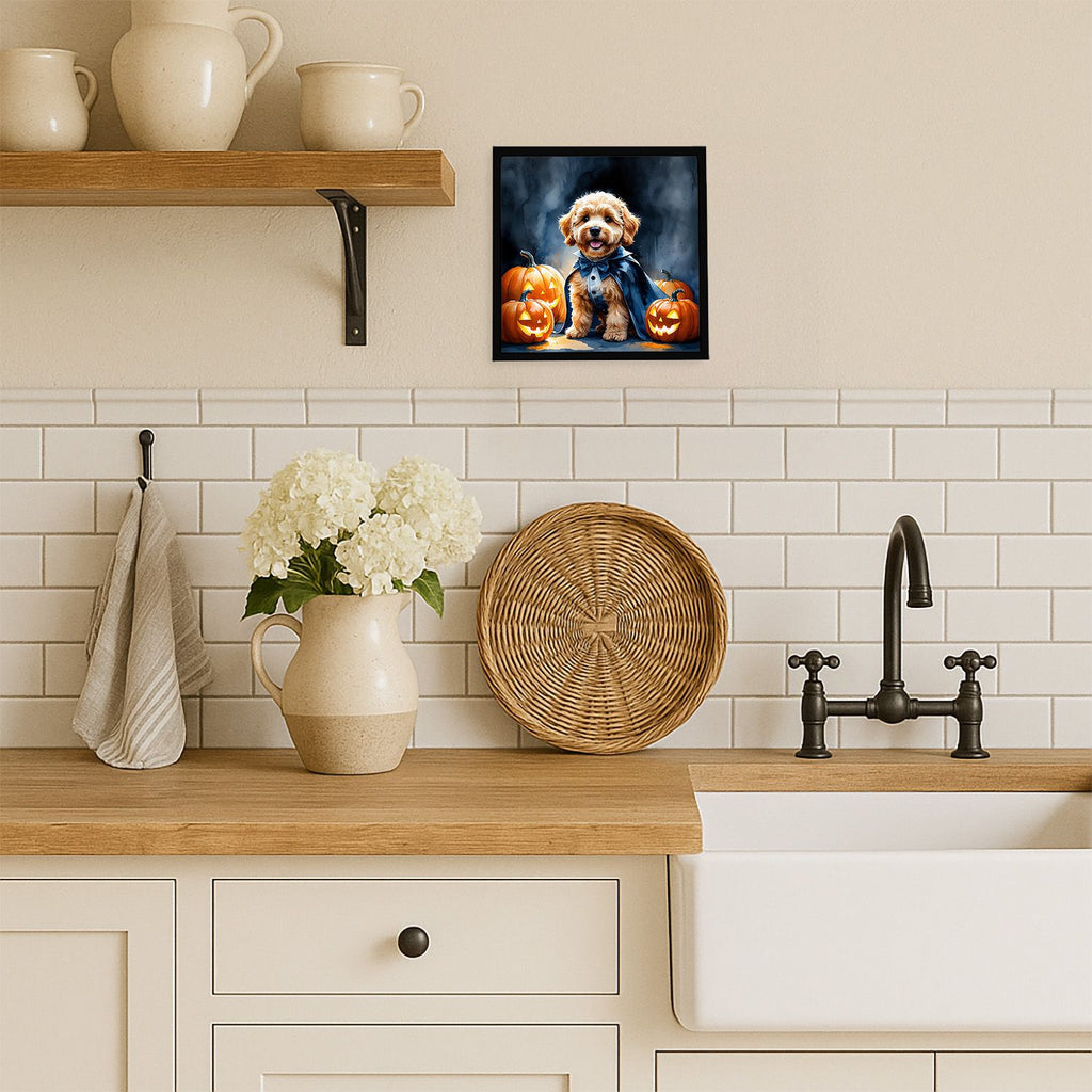 Goldendoodle Puppy Halloween Framed Wall Art