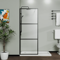 34- Walk-in Shower Screen Door with Black Frame – Doorless Design