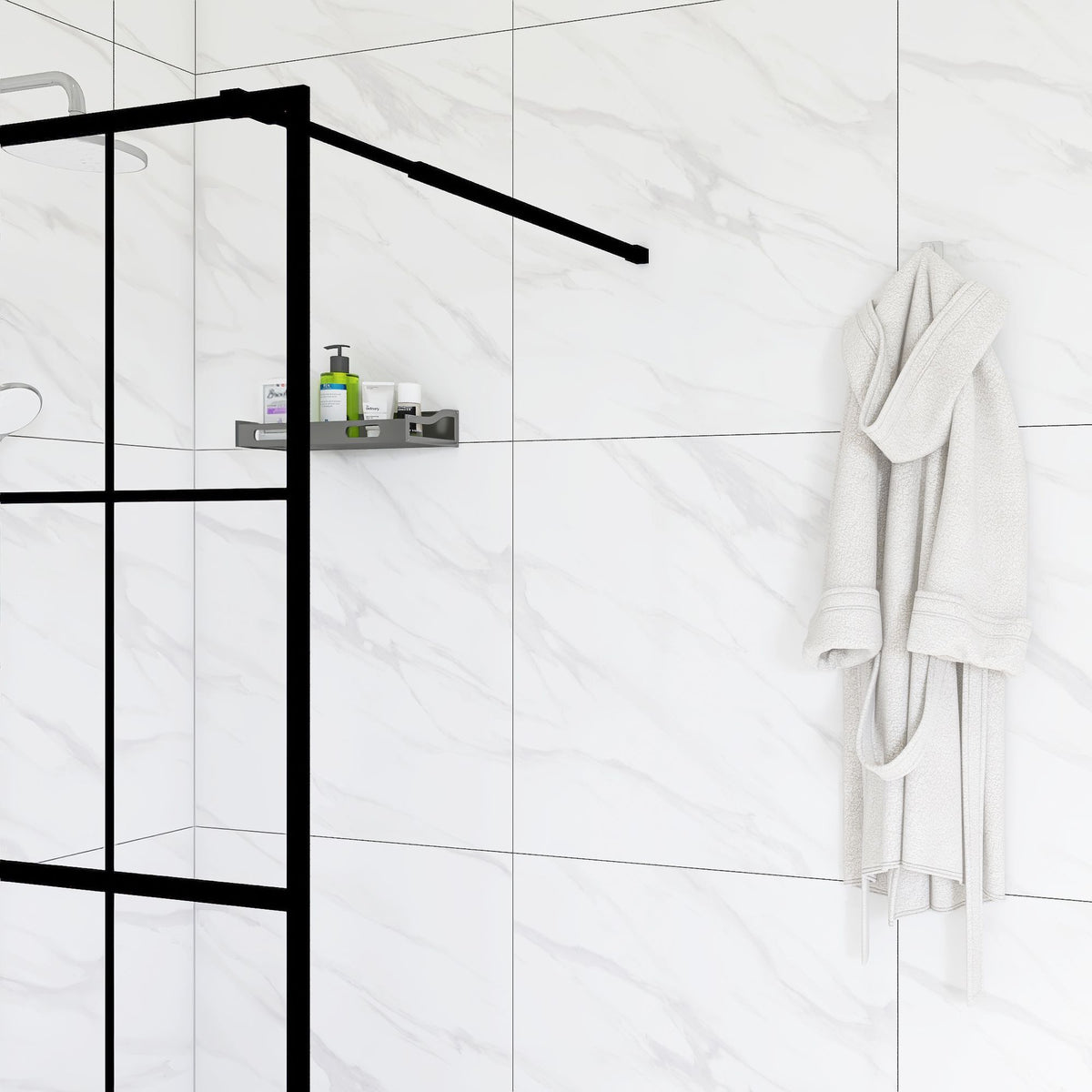 Black Full-Frame Fixed Shower Screen