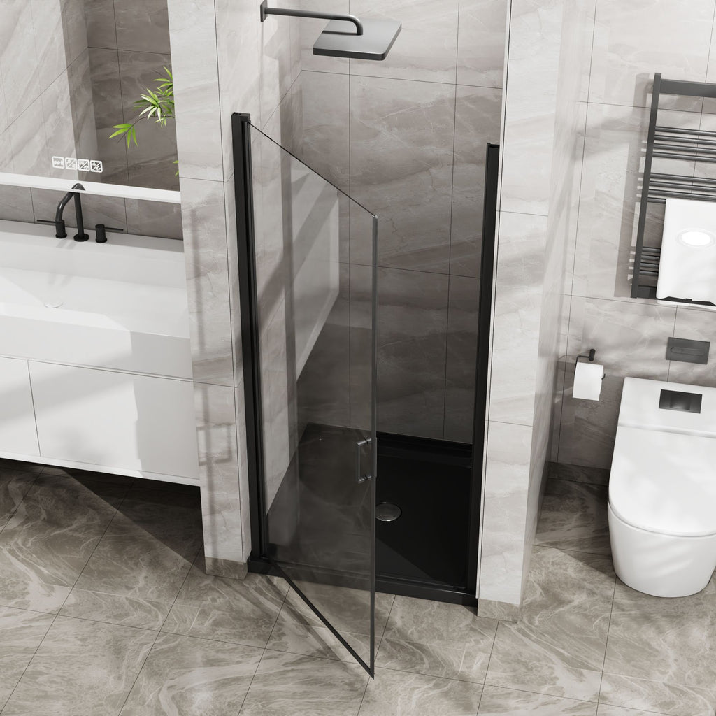 Black Semi-Frameless Reversible Pivot Shower Door