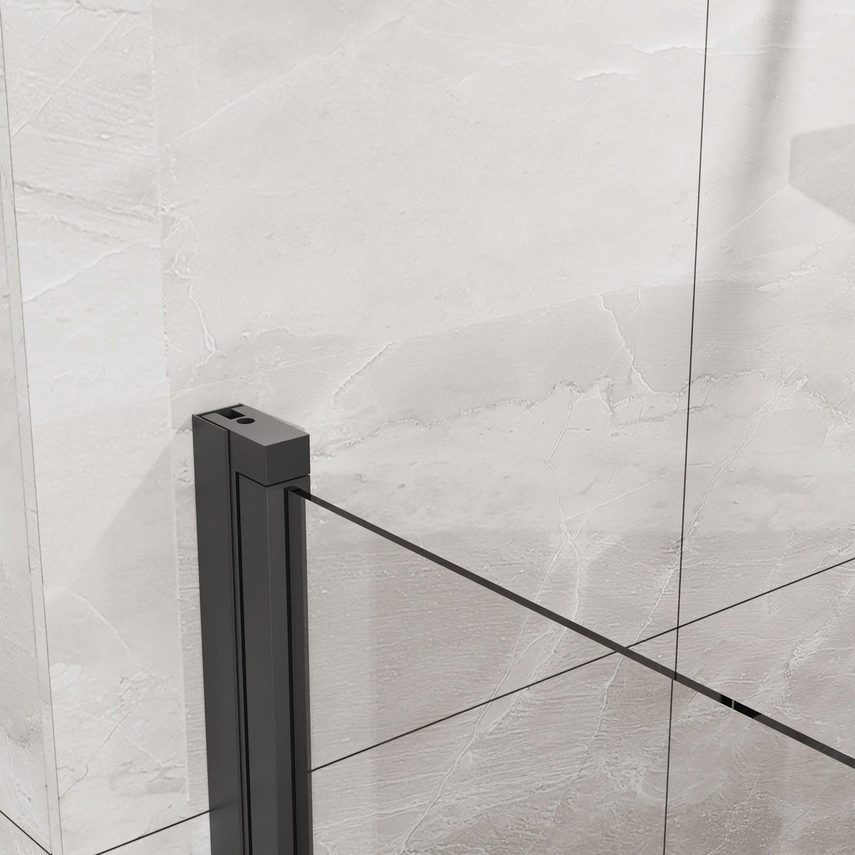 Black Semi-Frameless Reversible Pivot Shower Door