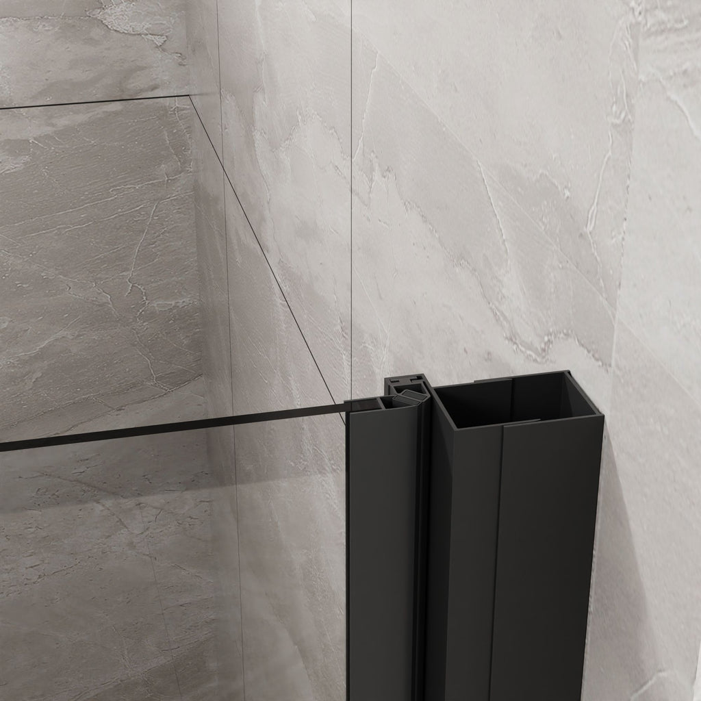 Black Semi-Frameless Reversible Pivot Shower Door