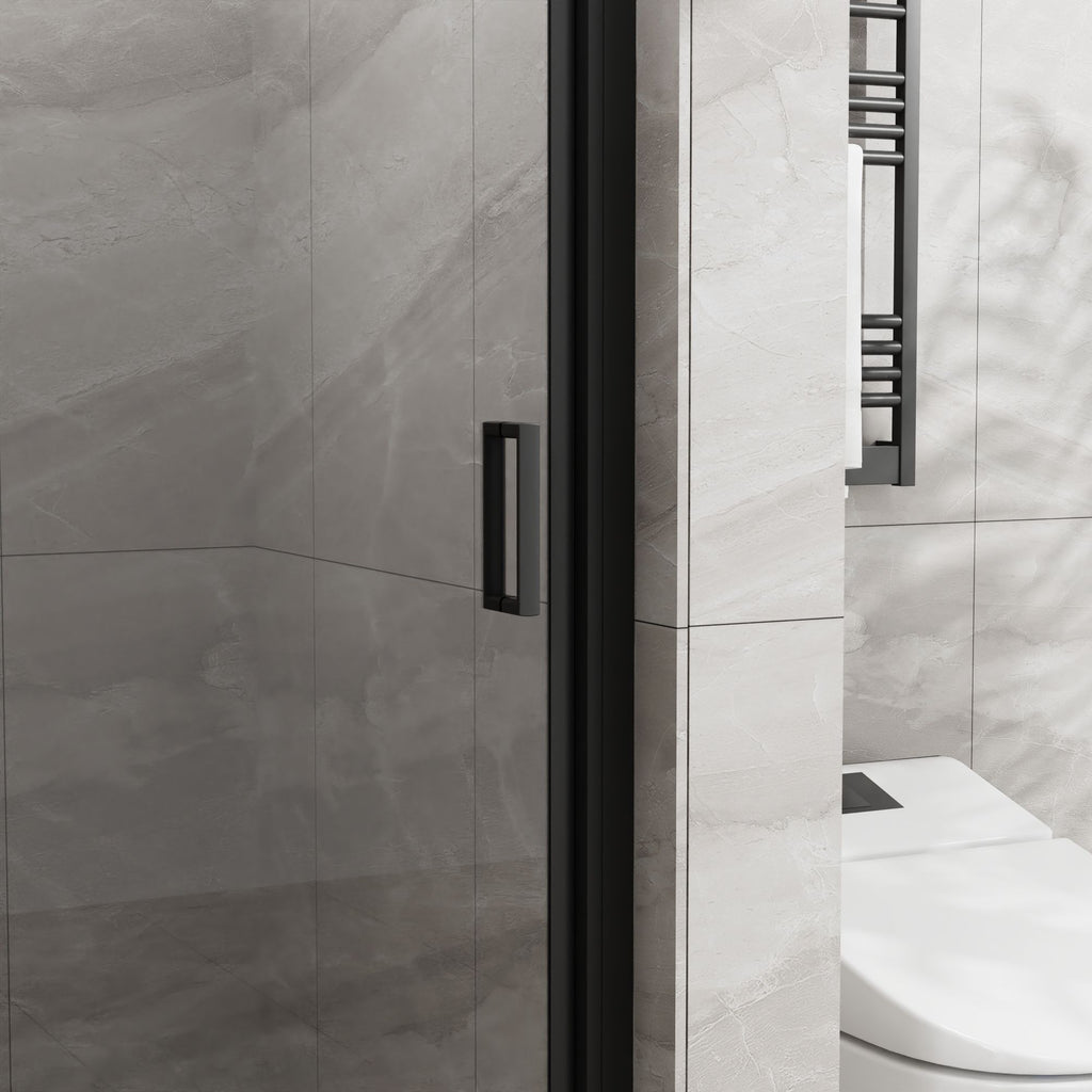 Black Semi-Frameless Reversible Pivot Shower Door