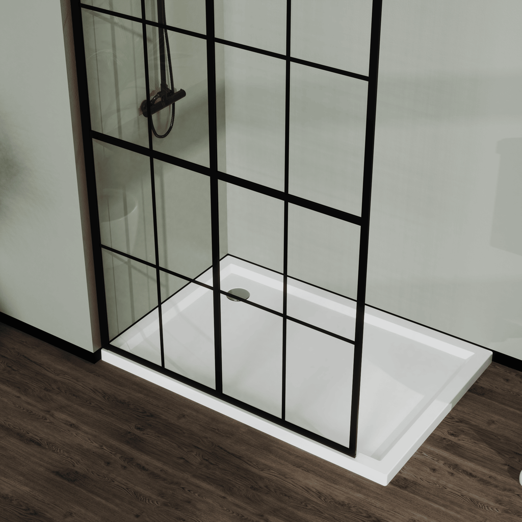 Black Full-Frame Fixed Shower Screen for Walk-In Wet Rooms