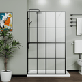 Black Full-Frame Fixed Shower Screen for Walk-In Wet Rooms
