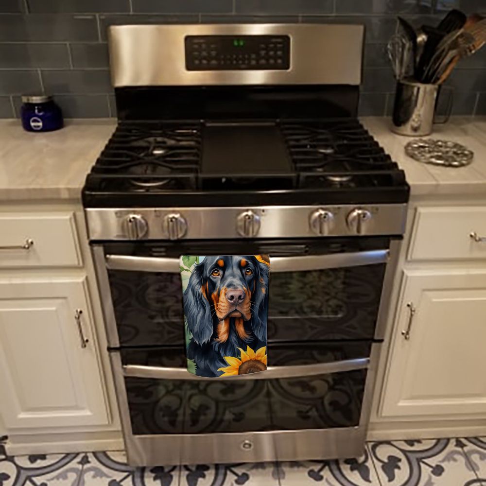 Gordon Setter in Sunflowers Dual-Sided Kitchen Towel