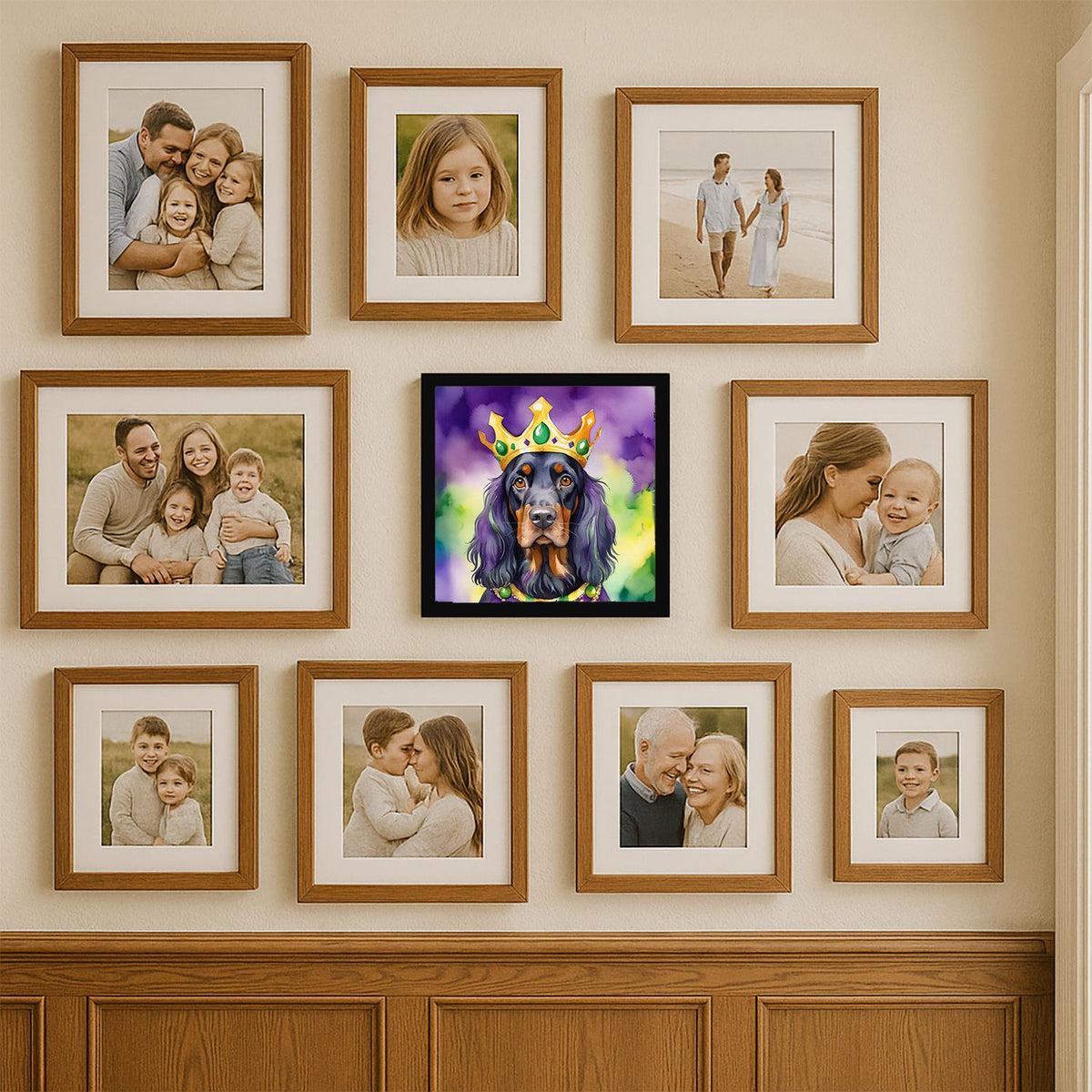 Gordon Setter King of Mardi Gras Framed Wall Art