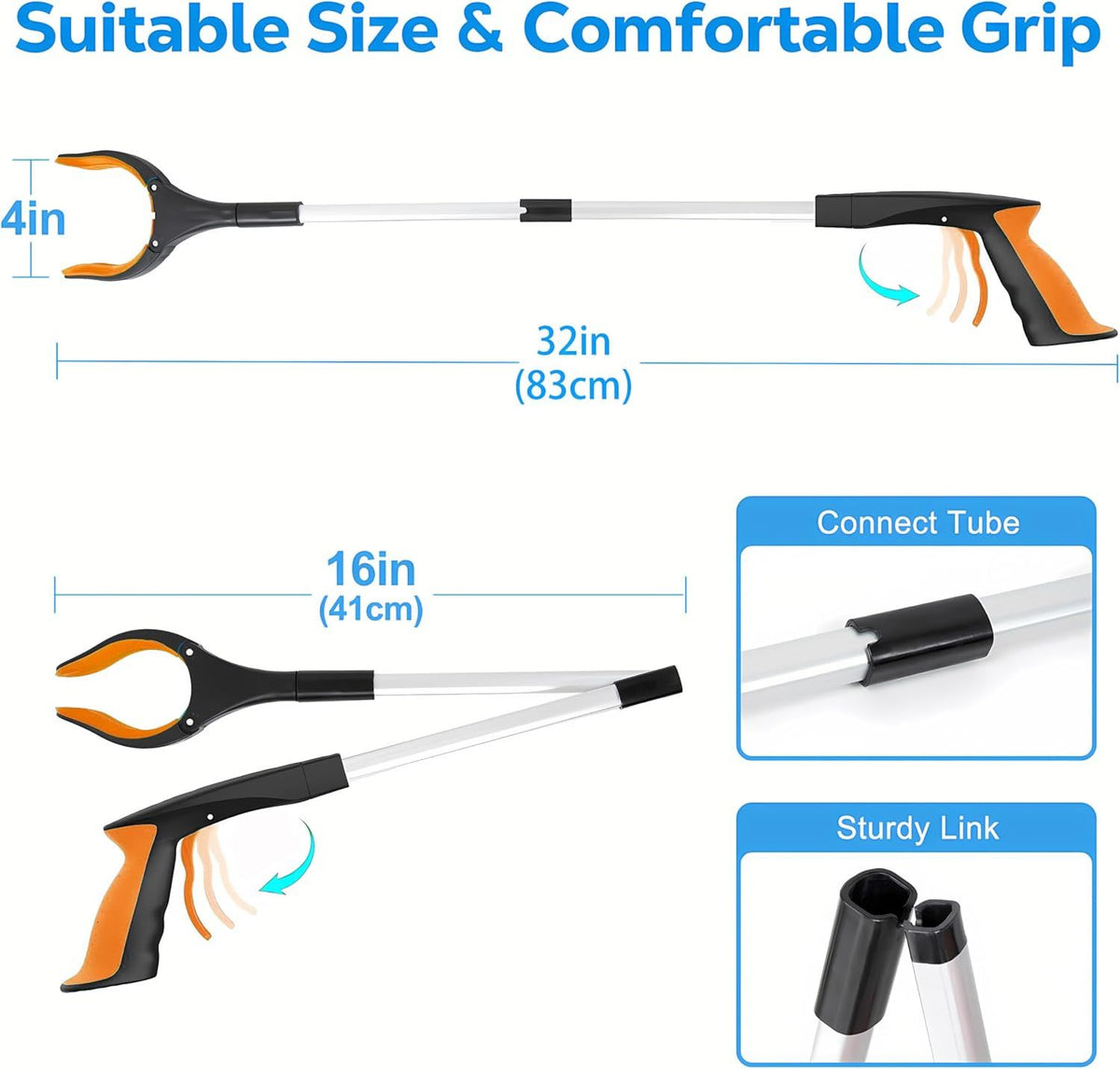 Extra Long Foldable Grabber Reacher Tool for Easy Reach