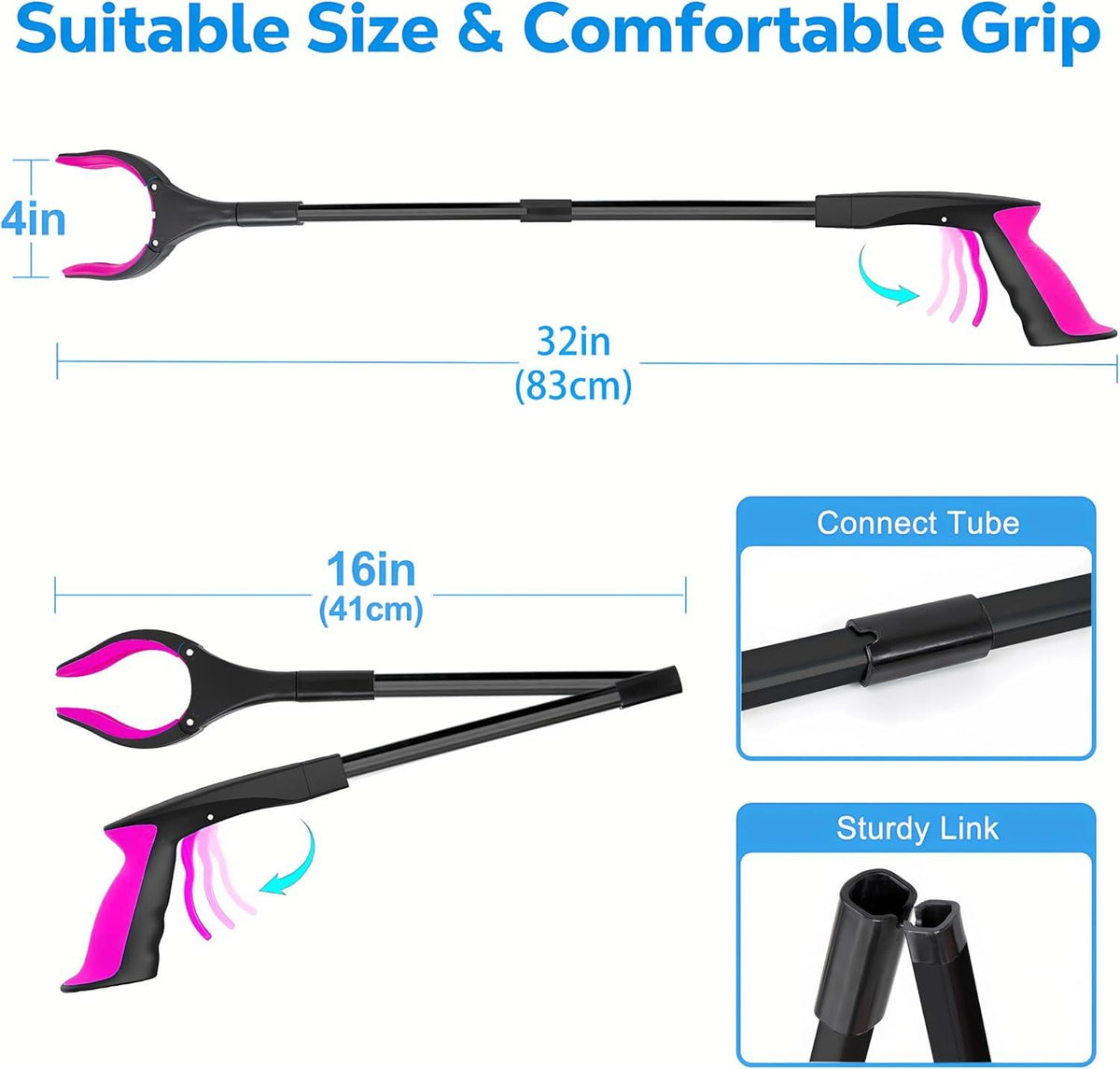 Extra Long Foldable Grabber Reacher Tool for Easy Reach