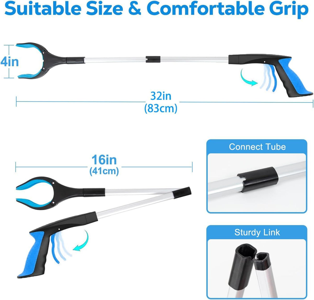 Extra Long Foldable Grabber Reacher Tool for Easy Reach