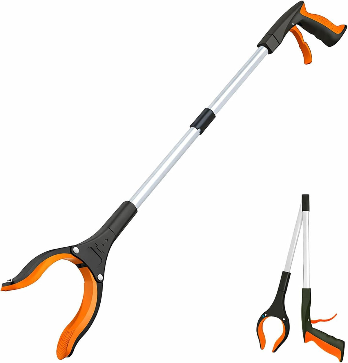 Extra Long Foldable Grabber Reacher Tool for Easy Reach - Orange