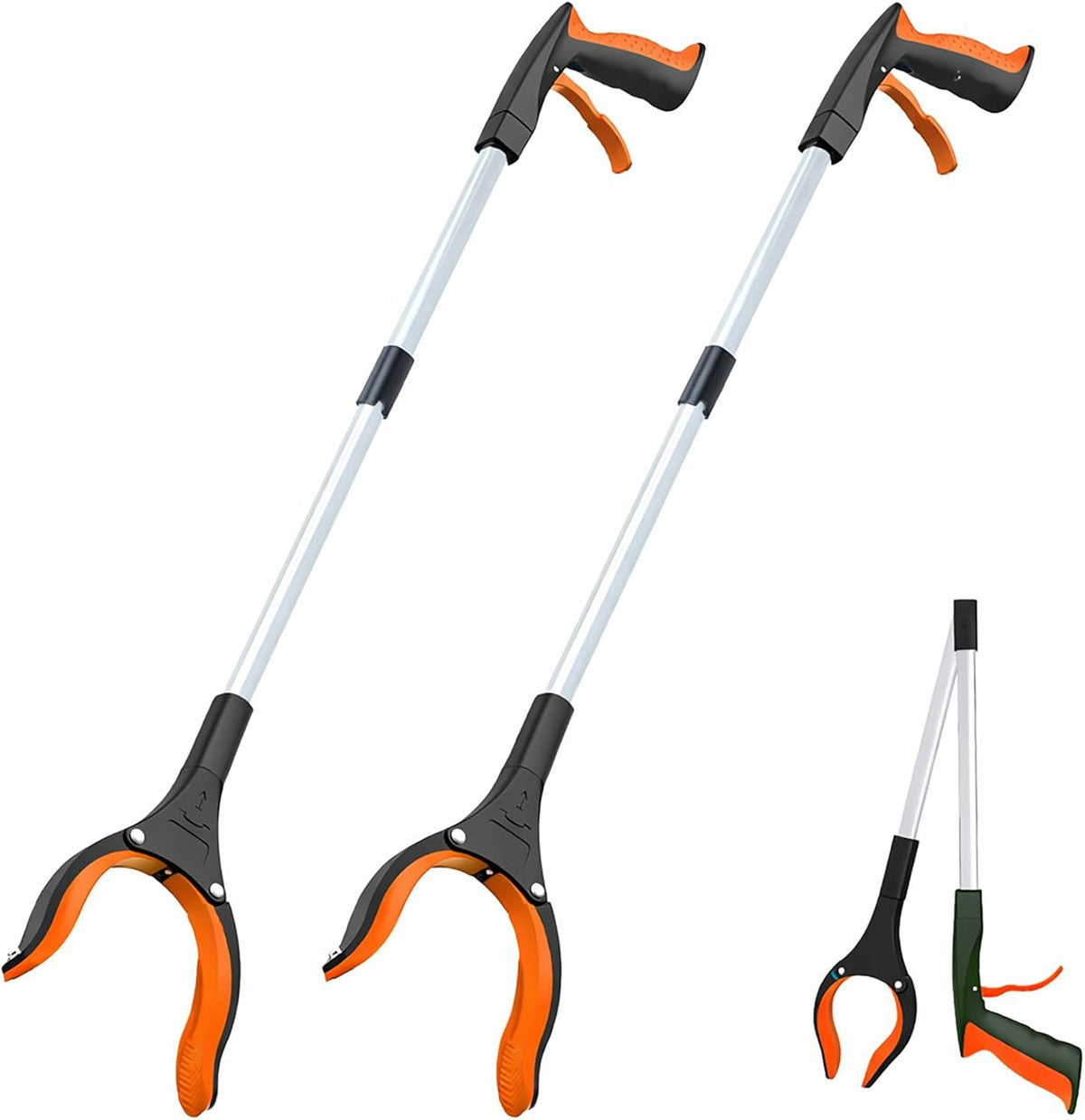 Extra Long Foldable Grabber Reacher Tool for Easy Reach - Orange*2pc