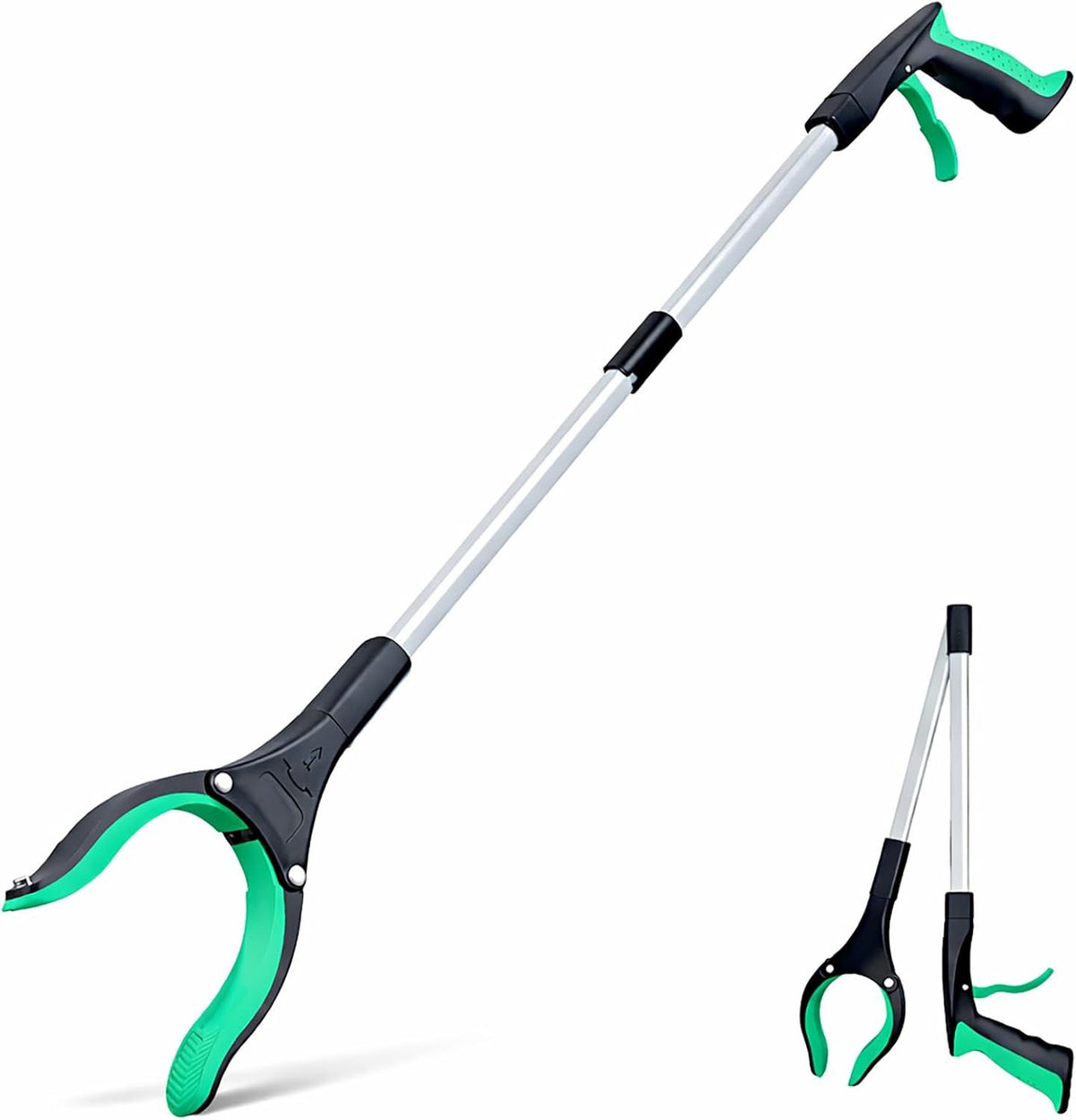Extra Long Foldable Grabber Reacher Tool for Easy Reach - Green