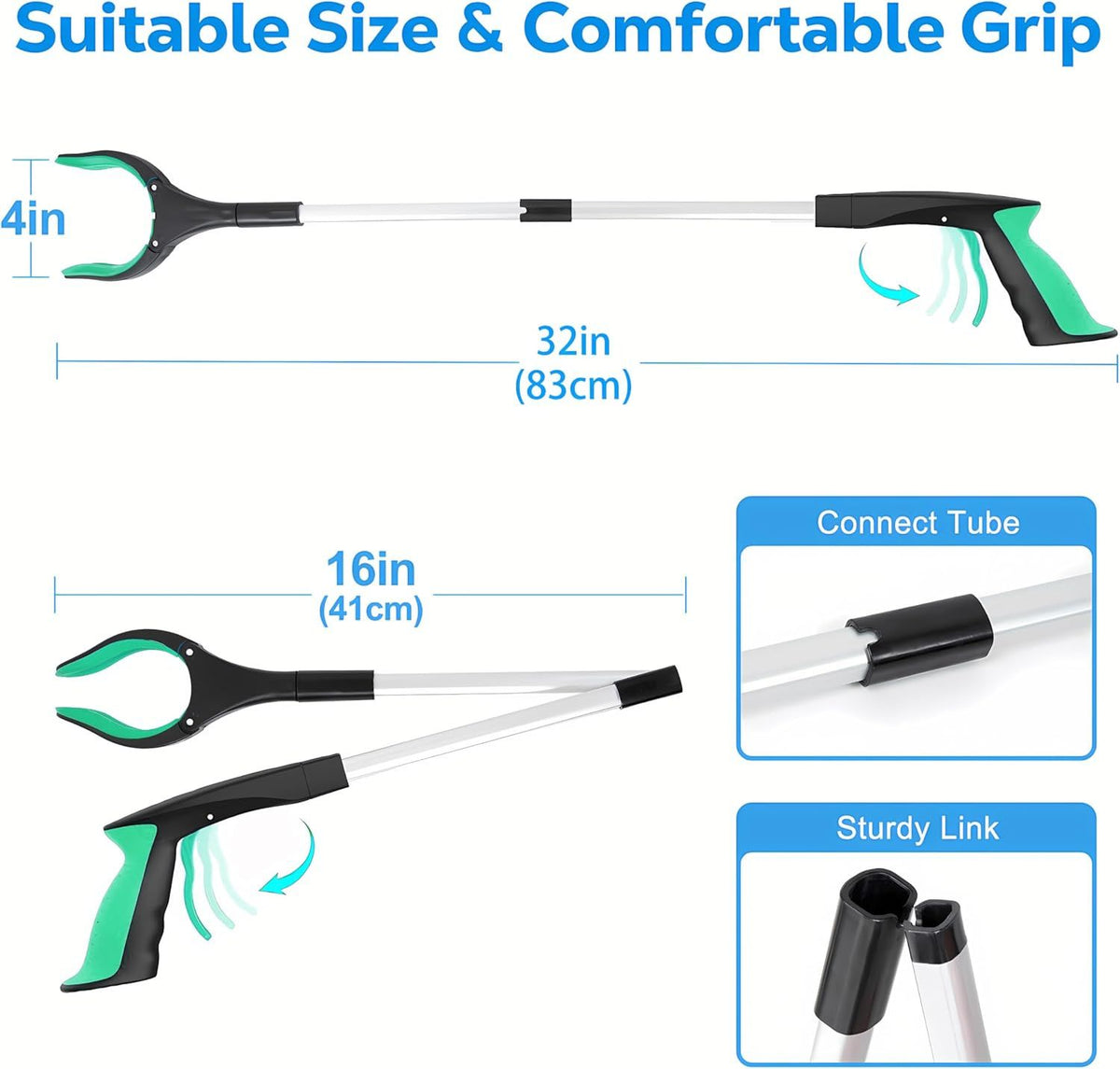 Extra Long Foldable Grabber Reacher Tool for Easy Reach