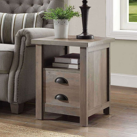 Granary Modern Farmhouse End Table in Rustic Gray