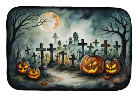 Spooky Graveyard Halloween Dish Drying Mat