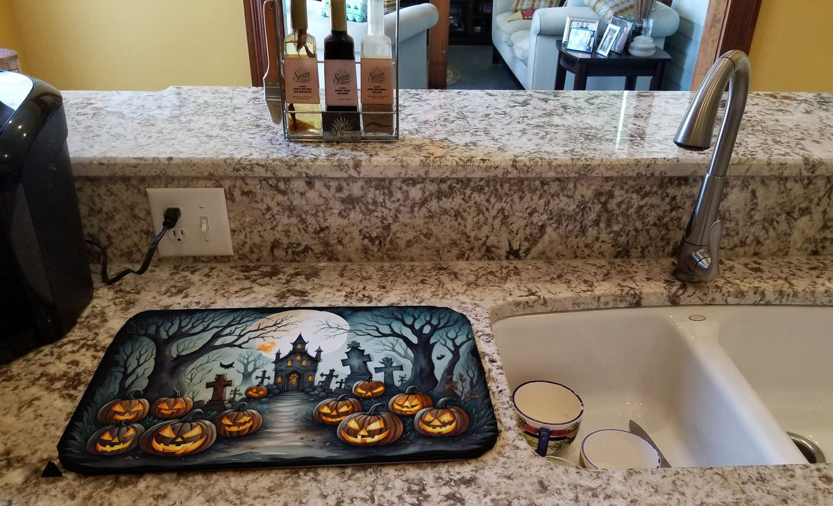 Spooky Graveyard Dish Drying Mat for Halloween Kitchens