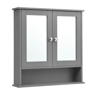 Gray Mirrored Bathroom Wall Cabinet