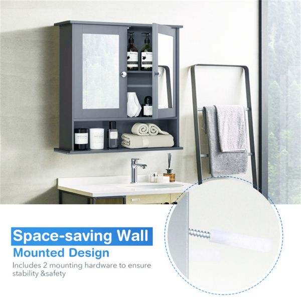 Gray Mirrored Bathroom Wall Cabinet